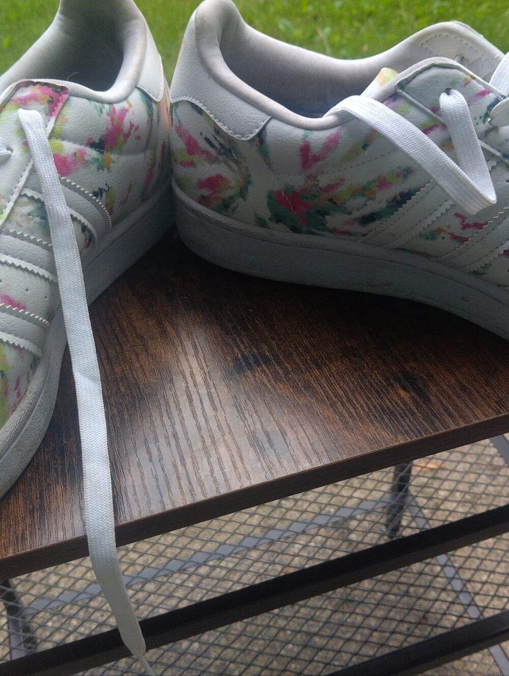 adidas White Sneakers with Pink, Green and Yellow Floral Print